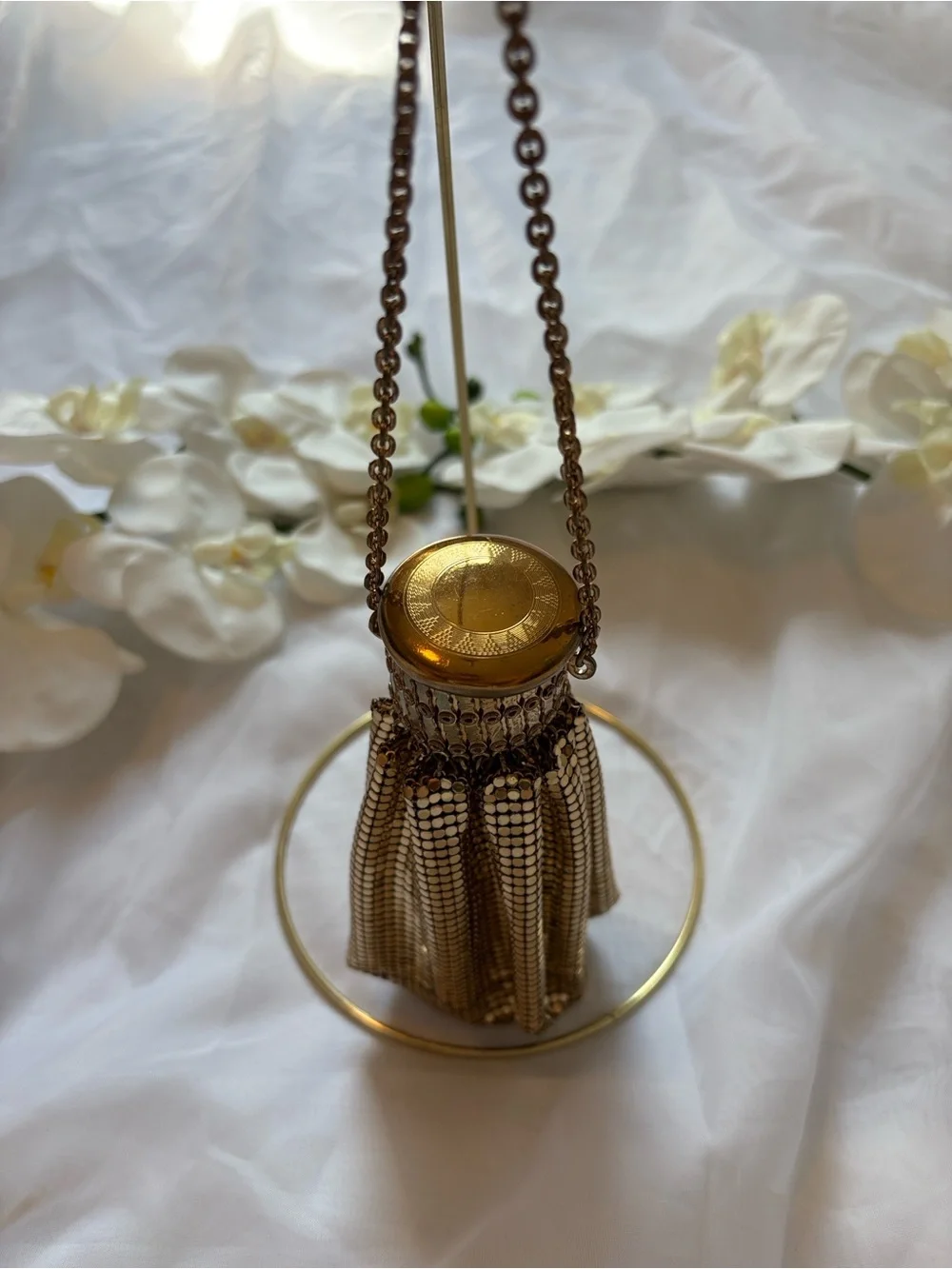 Whiting & Davis Vintage Gold Mesh Beggar Bag